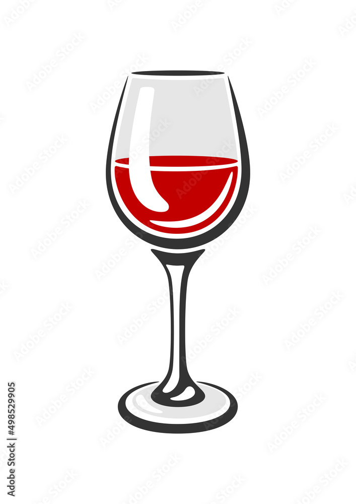 Illustration of glass with red wine. Image for restaurants and bars. Illustration of glass with red wine. Image for restaurants and bars.