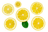 lemon slices on a white background, file contains clipping path