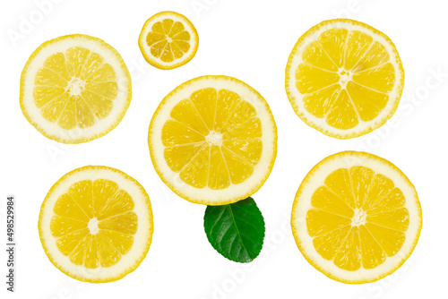 lemon slices on a white background, file contains clipping path