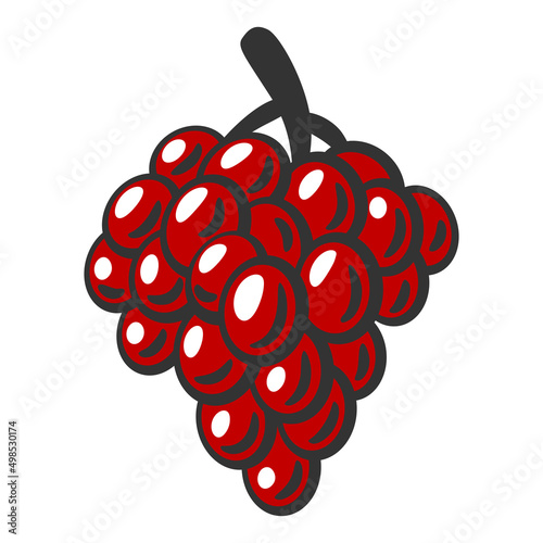 Illustration of bunch of red grapes. Winery image for restaurants and bars.