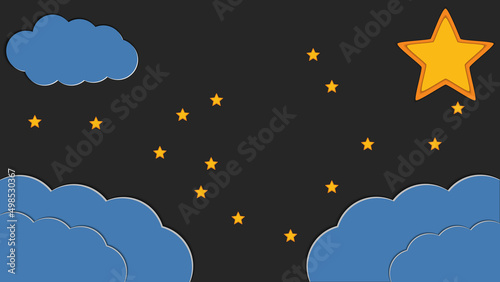 Stars in Night sky paper cut style. Vector Illustration