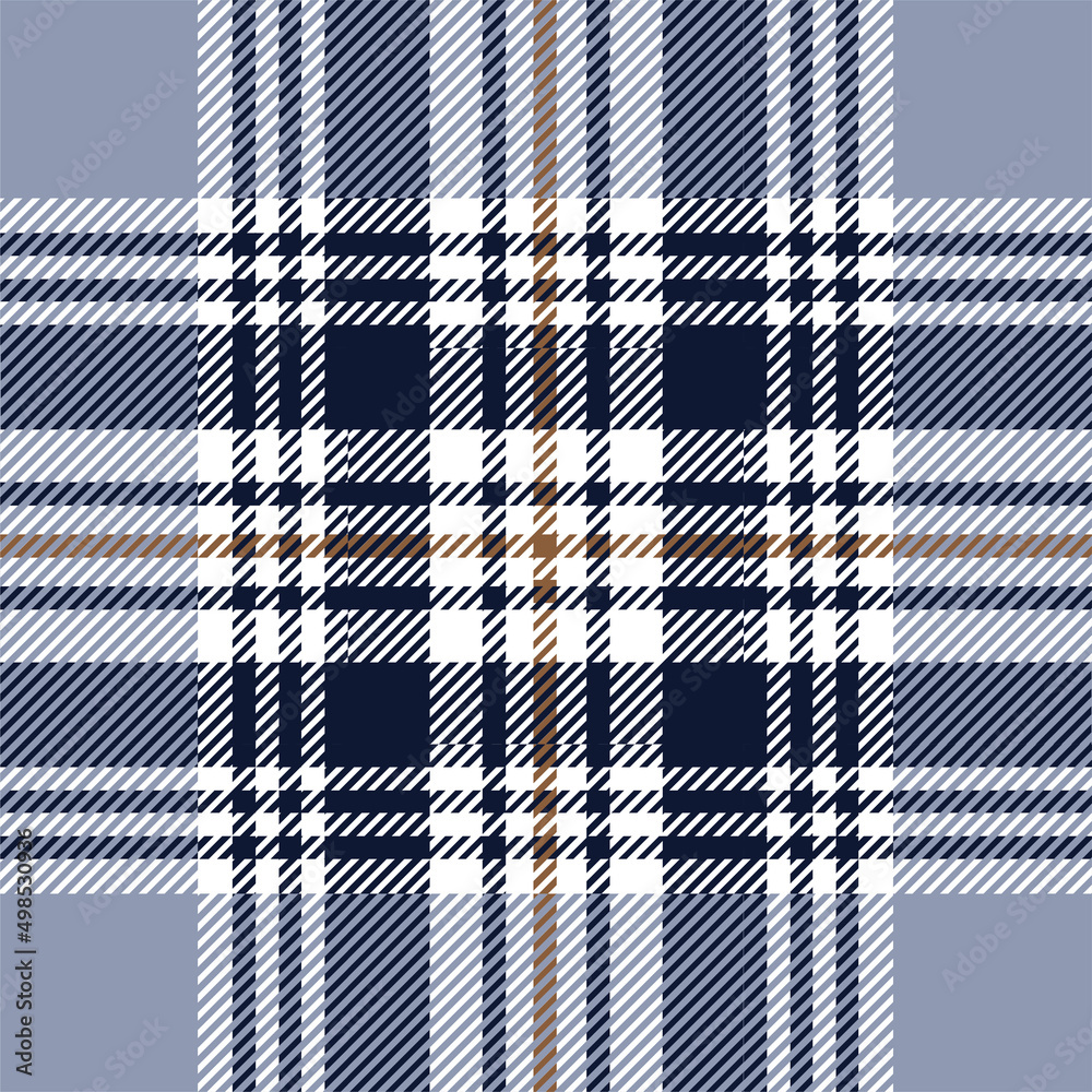 Blue, white and brown tartan plaid. Scottish pattern fabric swatch close-up. Blue, white and brown tartan plaid. Scottish pattern fabric swatch close-up.