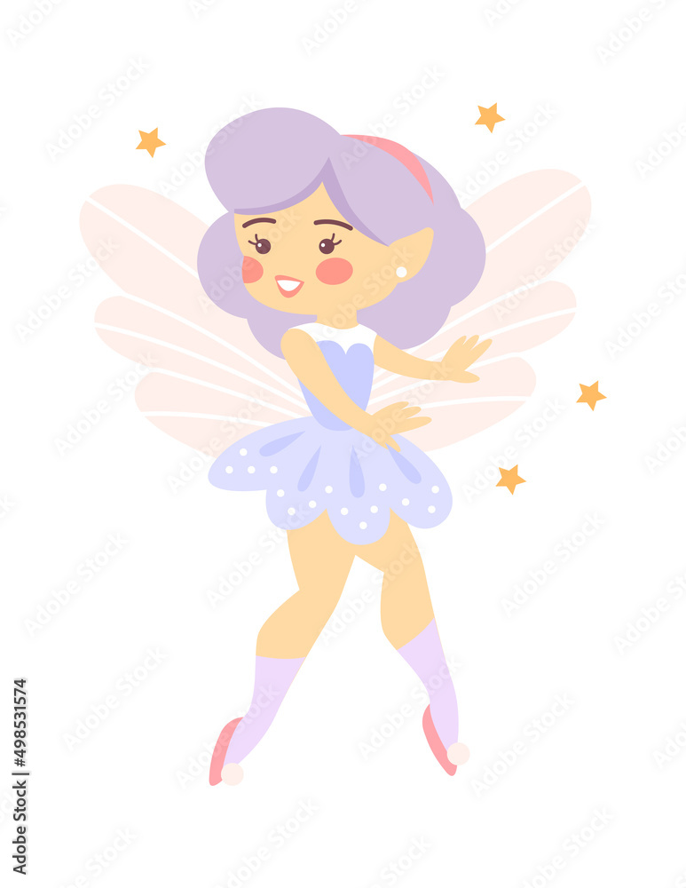 Fototapeta premium Cute Cartoon Childish Fairy Characters. Vector illustration