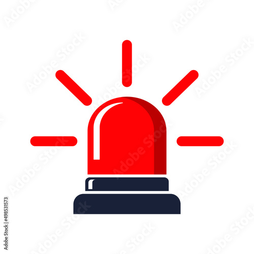 Emergency siren icon in flat style. Business concept for web, marketing, banner, mobile app and graphic design elements. Police alarm vector illustration on white isolated background. Medical alert.	