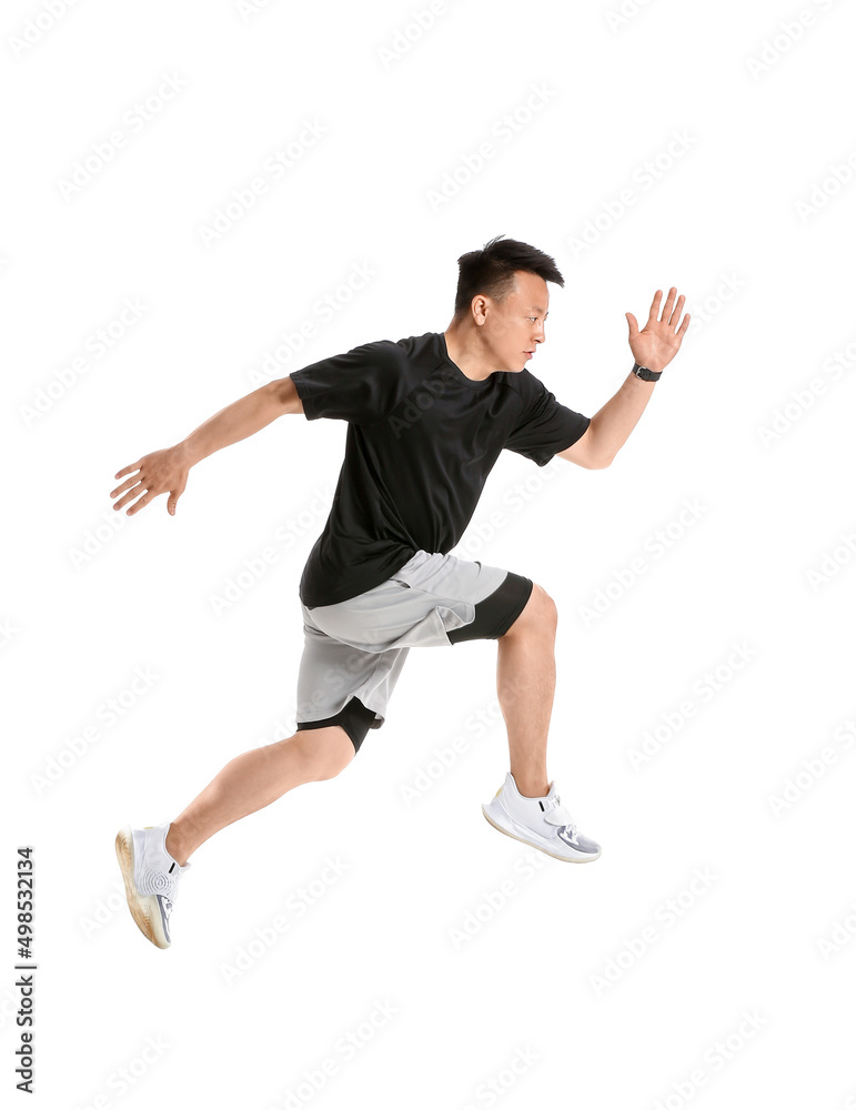 Sporty male runner on white background Sporty male runner on white background