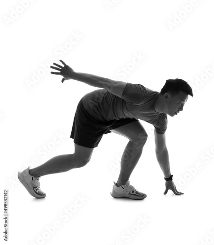 Silhouette of sporty male r...