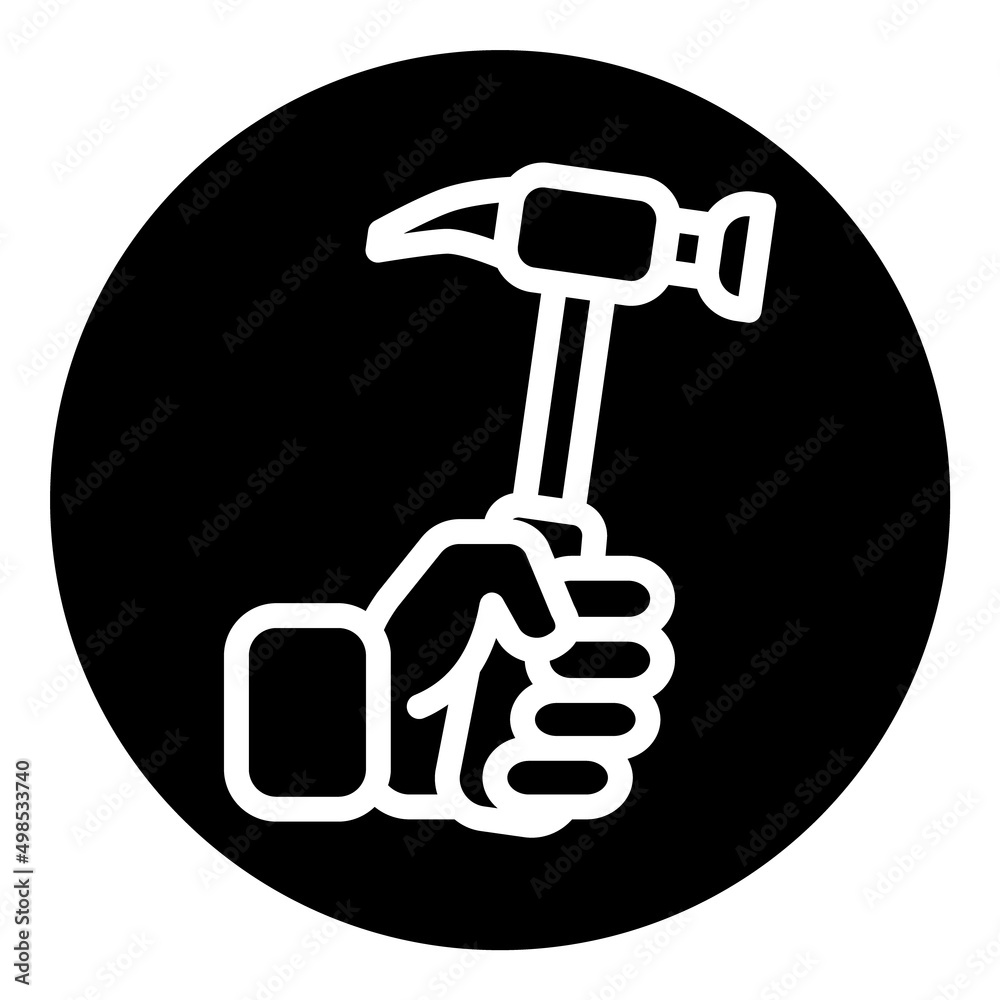Hammer In Hand Flat Icon Isolated On White Background Hammer In Hand Flat Icon Isolated On White Background