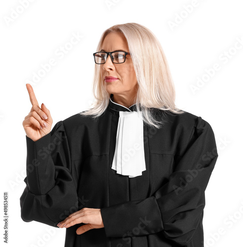 Mature female judge in eyeg...