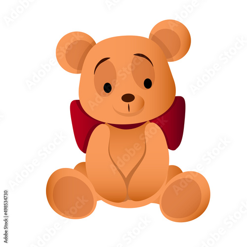 Brown cute teddy bear sitting