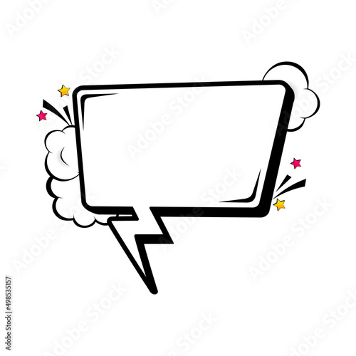 Comic empty speech bubbles on halftone dots background in retro pop art style. Vector illustration