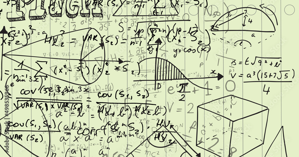 Question mark symbol over purple round banner against mathematical equations on yellow background Question mark symbol over purple round banner against mathematical equations on yellow background
