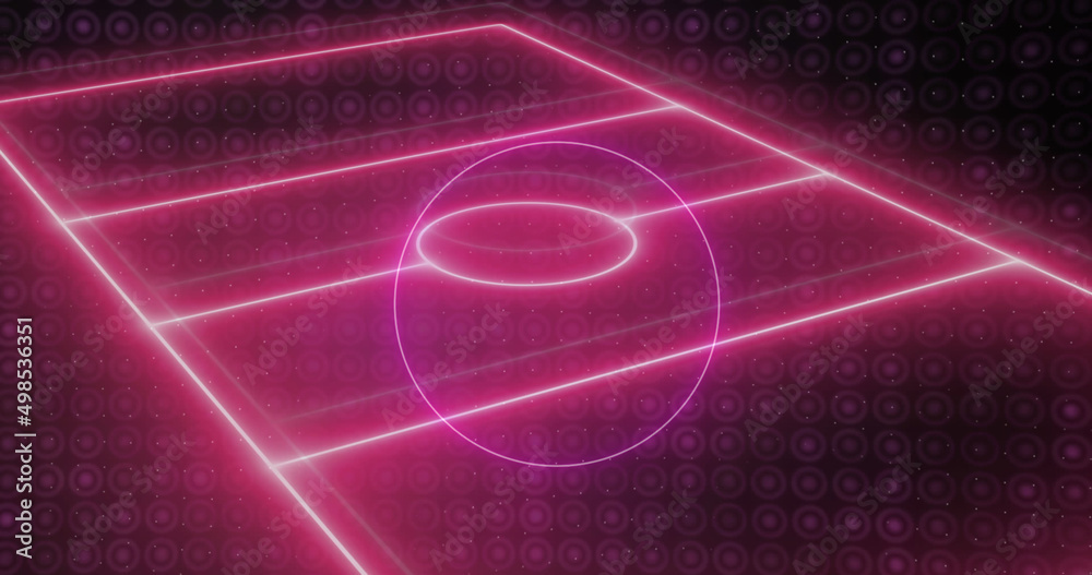 Obraz premium Image of neon pink sports field and neon geometric shapes