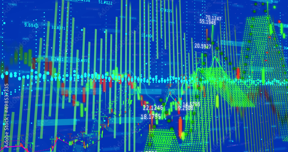Image of data processing on blue background Image of data processing on blue background