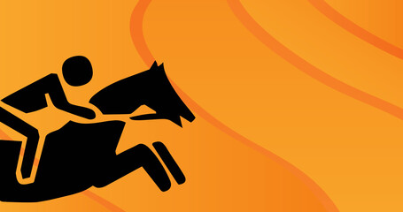 Sierkussen Paardrijden Jockey te paard op oranje achtergrond  © vectorfusionart
