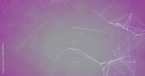Image of network of plexus connections on pink background
