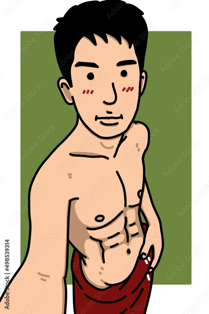 Fototapeta premium cute man cartoon on gray background