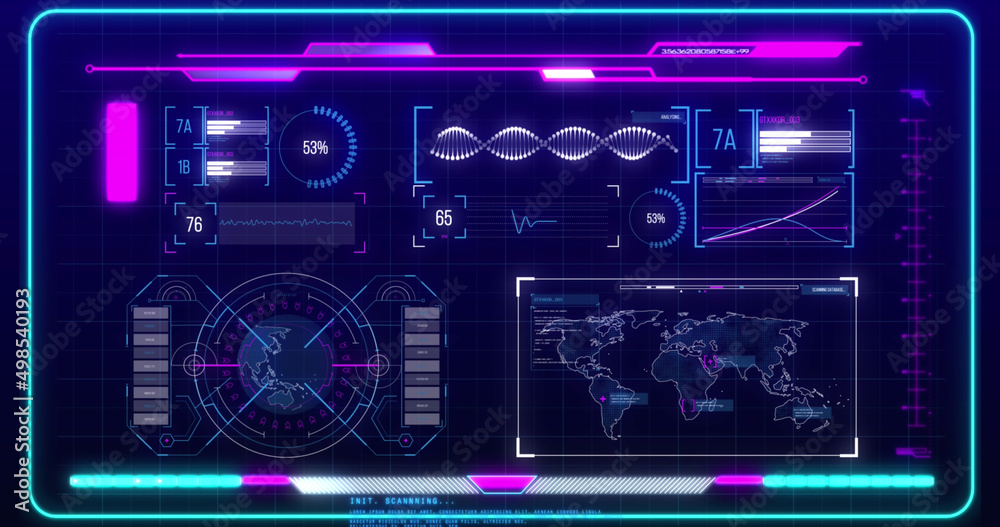 Image of scientific data processing over screen Image of scientific data processing over screen