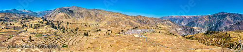 Terraced fields in the Colca Canyon at Cabanaconde in the Arequipa region of Peru photo