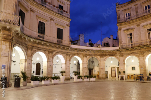 Canvas Print View of Piazza Maria Immacolata at night in Martina Franca, Puglia, Italy