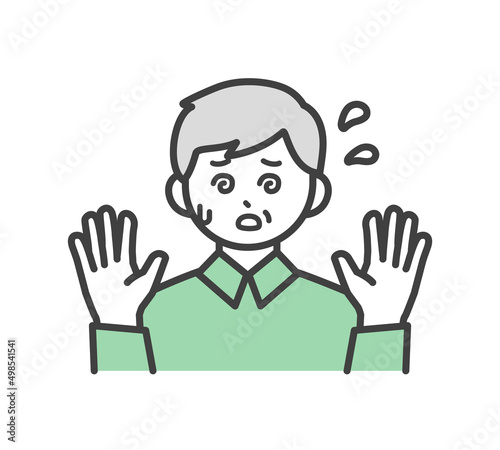 高齢男性の表情とジェスチャーのイラスト素材