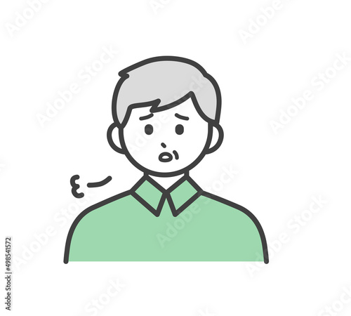 高齢男性の表情とジェスチャーのイラスト素材