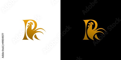 Modern and unique letter R chicken logo illustration design