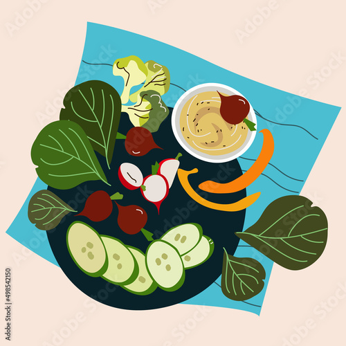 hummus vegetables vector