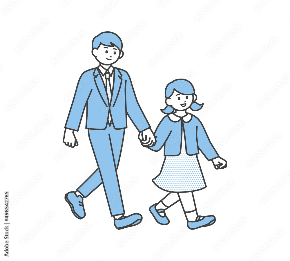 手を繋ぐ親子のイラスト素材