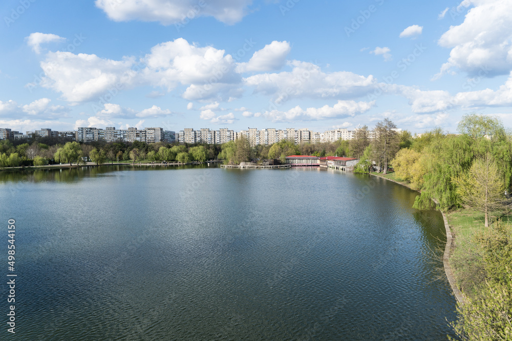 lake and forest, Tineretului Park, Bucharest City, Romania 
