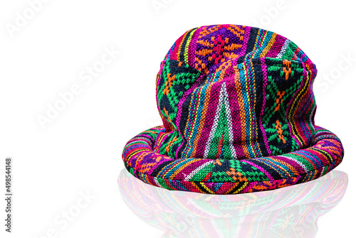 Multicolor hat, silk pattern, rugs on the separating from the white background. Clipingpart