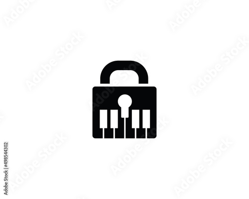 keys, lock and piano logo template design. symbol illustration.