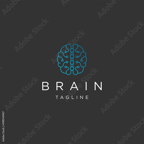Brain line art logo icon design template flat vector