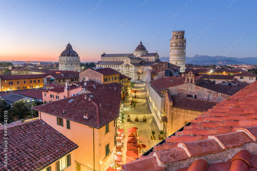 Pisa, Italy with the Duomo and Leaning Tower