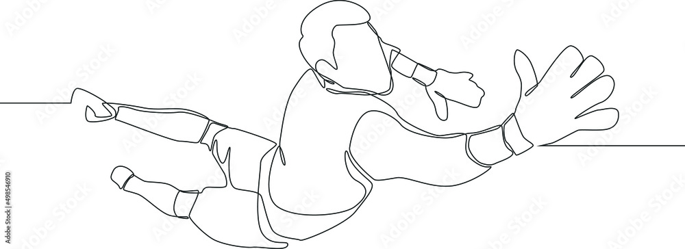 Single continuous line drawing  style catches the ball at the stadium. one line draw design graphic vector illustration.