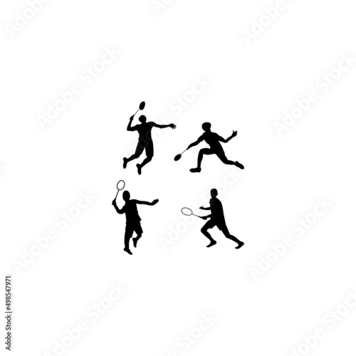 Badminton Players Silhouettes Set.vector Collection of sportsmen. © AR54K4 19