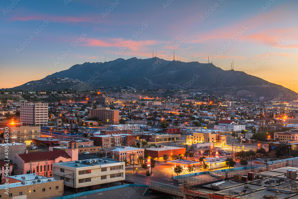 El Paso, Texas, USA  Downtown City Skyline in the Morning