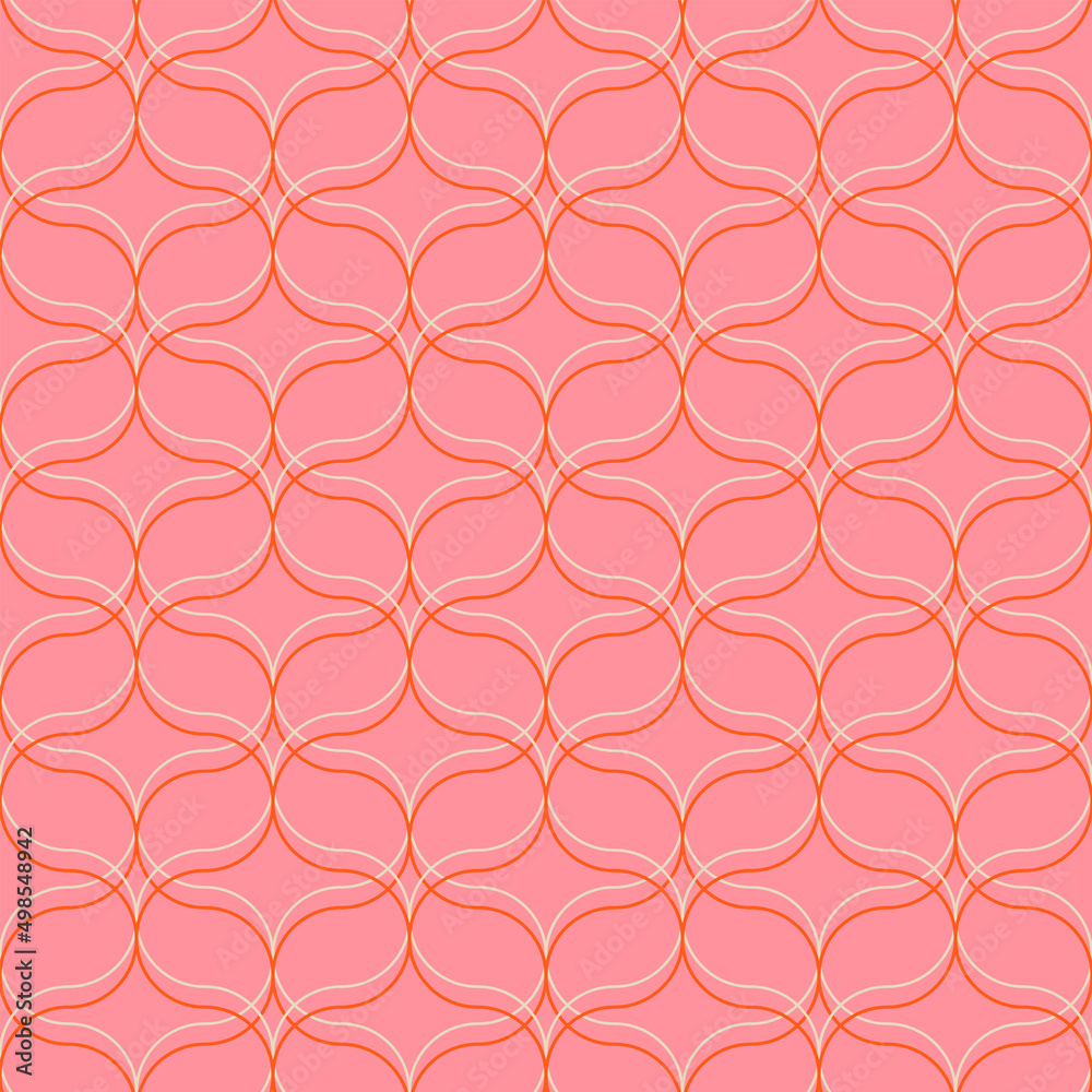 Bright ogee seamless pattern. Abstract stylized vector background with scallop shape motifs and wavy lines. Moroccan scales mosaic wallpaper print