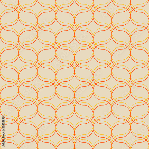Bright ogee seamless pattern. Abstract stylized vector background with scallop shape motifs and wavy lines. Moroccan scales mosaic wallpaper print