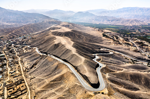 Pan-american highway with Lines and Geoglyphs of Palpa. UNESCO world heritage in Peru