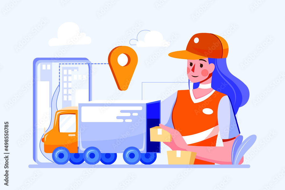 Parcel Delivery Service Illustration concept. Flat illustration isolated on white background Parcel Delivery Service Illustration concept. Flat illustration isolated on white background