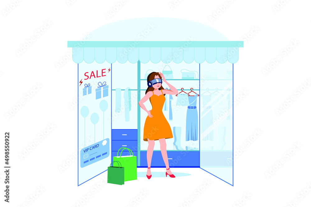 Virtual Reality Illustration concept. Flat illustration isolated on white background Virtual Reality Illustration concept. Flat illustration isolated on white background