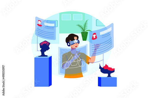 Virtual Reality Illustration concept. Flat illustration isolated on white background