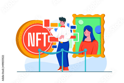 Digital World NFT Illustration concept. Flat illustration isolated on white background