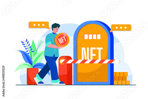 Digital World NFT Illustration concept. Flat illustration isolated on white background