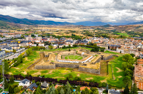 Fotografiet Aerial view Jaca Citadel in Huesca, Spain