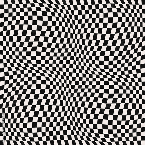 Vector 3d canvas of black and white striped squares. Checker simple seamless pattern.