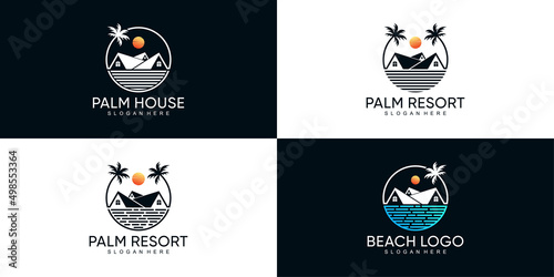Palm icon set  logo design with creative unique concept Premium Vector