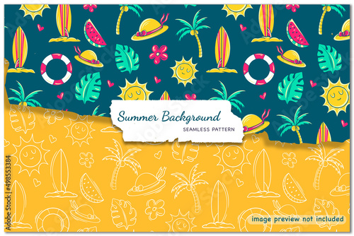 Summer Vibes Background Seamless Pattern
