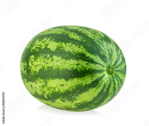Single full watermelon isolated on white background.