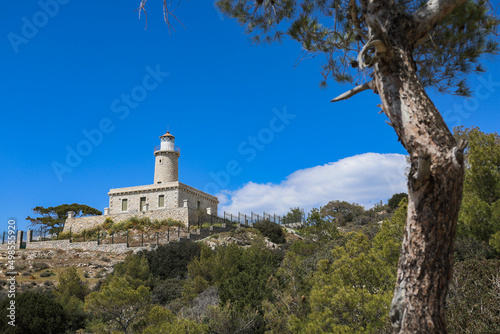 Fototapeta Naklejka Na Ścianę i Meble -  Lighthouse Kogxi in Salamina Island, Attica, Greece